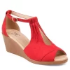Journee Collection Womens Kedzie Wedge Sandal - Red -Chic Shoe Shop US 01 102268 00