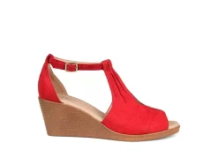 Journee Collection Womens Kedzie Wedge Sandal - Red -Chic Shoe Shop US 01 102268 01