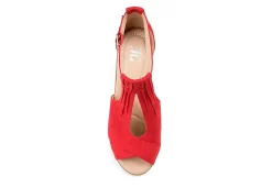 Journee Collection Womens Kedzie Wedge Sandal - Red -Chic Shoe Shop US 01 102268 05