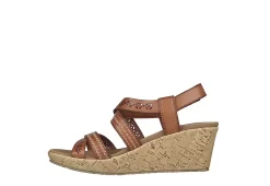 Skechers Womens Beverlee-delicate Glow Wedge Sandal - Cognac -Chic Shoe Shop US 01 202852 02