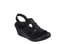 Skechers Womens Rumble On - Camp Glam Wedge Sandal - Black