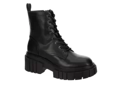 Madden Girl Womens Philly Lace Up Boot - Black