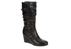 Lauren Blakwell Womens Johanna Wide Calf Wedge Boot - Black