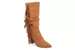Journee Collection Womens Hartly Fringed Wide Calf Dress Boot - Tan