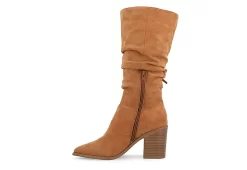 Journee Collection Womens Hartly Fringed Wide Calf Dress Boot - Tan -Chic Shoe Shop US 01 303180 03