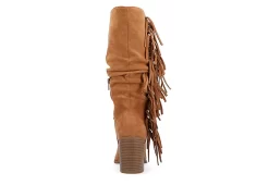 Journee Collection Womens Hartly Fringed Extra Wide Calf Dress Boot - Tan -Chic Shoe Shop US 01 303185 04