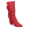 Journee Collection Womens Hartly Fringed Extra Wide Calf Dress Boot - Red -Chic Shoe Shop US 01 303199 00