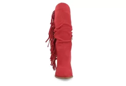 Journee Collection Womens Hartly Fringed Extra Wide Calf Dress Boot - Red -Chic Shoe Shop US 01 303199 02