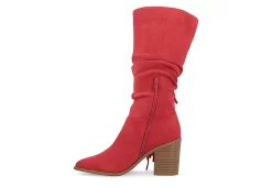 Journee Collection Womens Hartly Fringed Extra Wide Calf Dress Boot - Red -Chic Shoe Shop US 01 303199 03