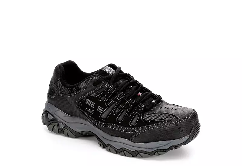Skechers Mens 77055 Steel Toe Work Shoe - Black 3 Skechers Mens 77055 Steel Toe Work Shoe - Black