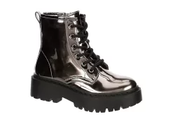 Steve Madden Girls Jrockk Combat Boot - Silver