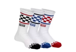Vans Boys 3pk Checker Band Crew Socks - White